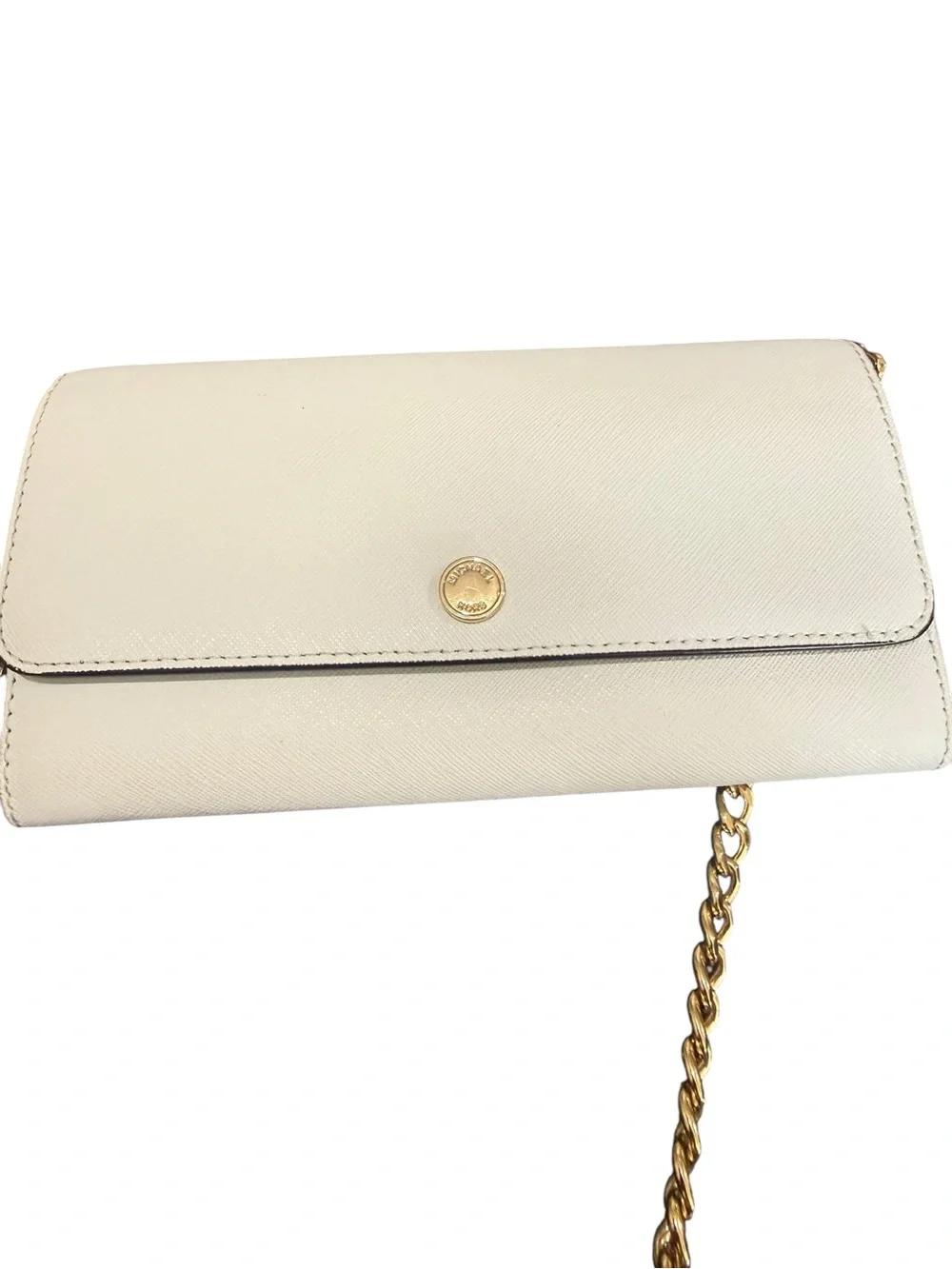 Michael Kors Ivory Crossbody Wallet with Gold Chain